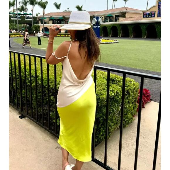 San Sloane Cream Midi Slip Dress SMALL Backless Cocktail Bias Cut Designer $265 - Picture 7 of 12